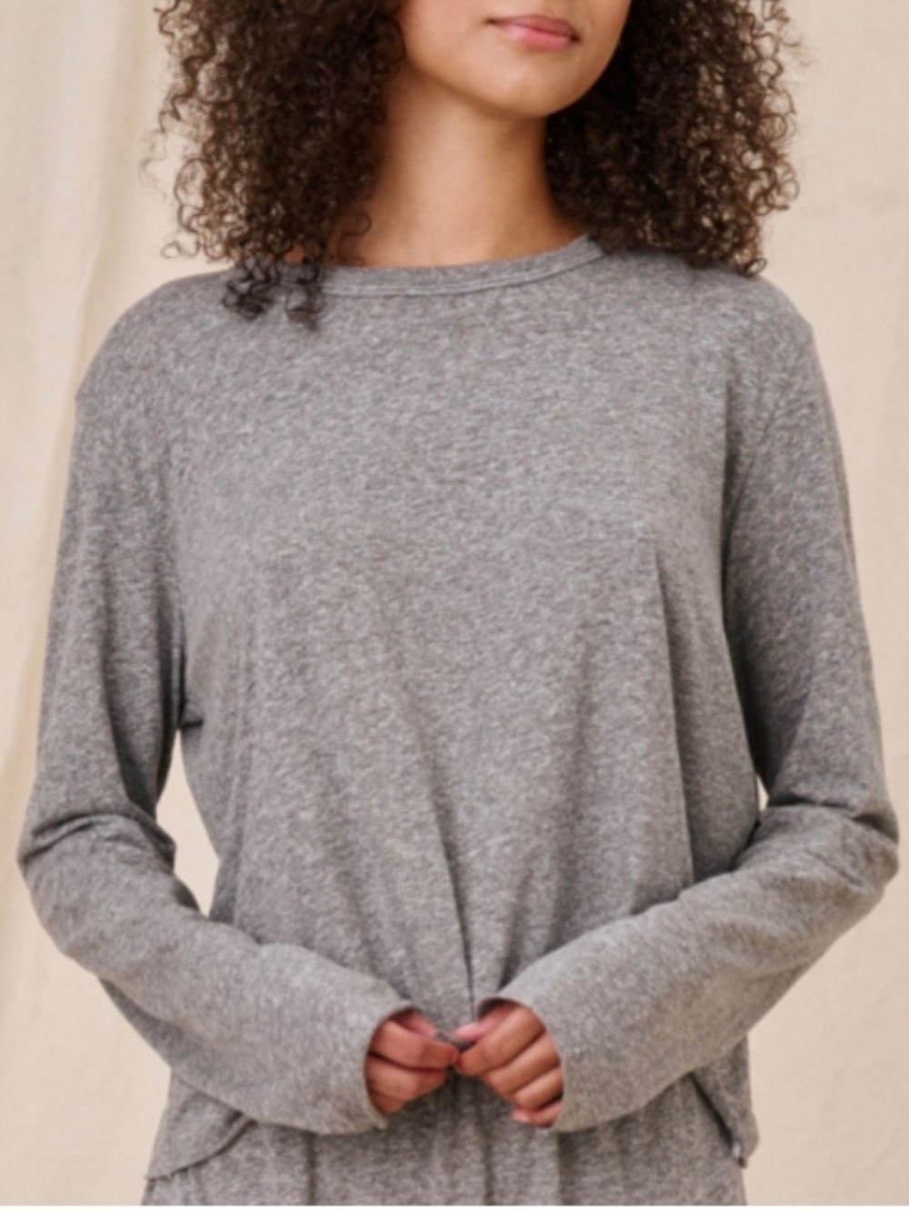 The Great The Long Sleeve Crop Tee Heather Gray Size 3 Large
